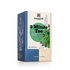 On the tea pack you can see the leaves of the three mints and a turquoise circle with the title "3 mint tea".