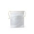 The teapot filter looks like a small gift bag and has a drawstring.